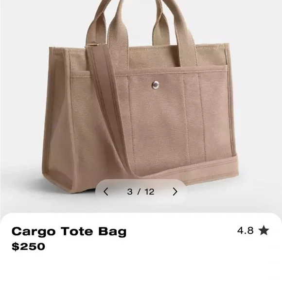 Coach Tan Cargo Tote with Embroidered Logo - Picture 3 of 9